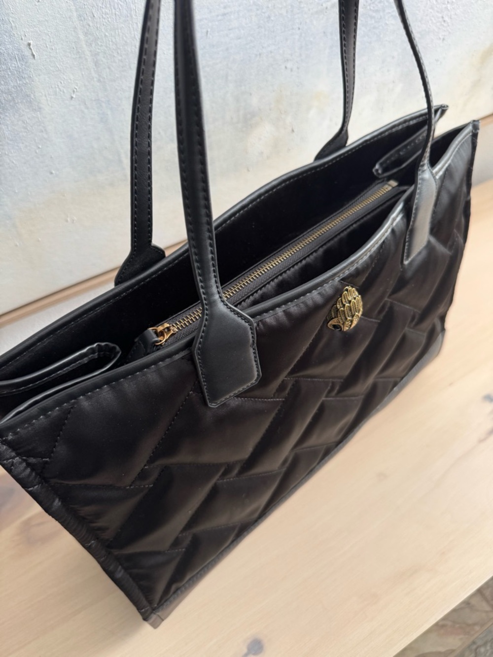 Kurt Geiger Black Quilted Tote with Gold Bee Accent - Picture 5 of 8